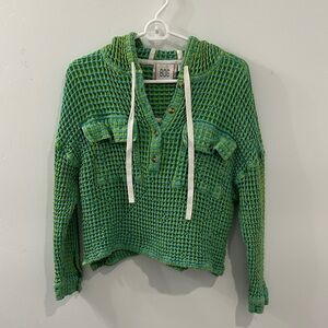 BDG Vibrant Green and Blue Waffle Knit Cardigan